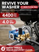 WOJET Triplex Plunger Pressure Washer Pump, 4400PSI 4.0GPM, 1" Shaft, Self-Priming, Horizontal Replacement Pump Kit for Honda GX270 GX340, Dewalt 4000/4200PSI, Simpson PS60869, Generac 9-15HP Engines - Image 2