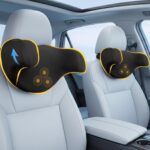 Car Neck Pillow: 2 Pack Ergonomic Memory Foam Headrest Pillow for Driving, Adjustable Neck Support Cushion for Pain Relief, Head Rest Pillows for Car Seat, Truck - Black