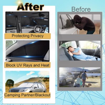 KMF 8pcs Thicken Car Window Shades for Toyota 4Runner 2010-2024 Accessories, 4Runner Windshield Sun Shade Full Window Covers for Side Rear, UV Block and Blackout Protect Privacy for Car Camping - Image 7