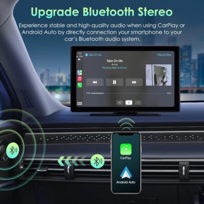Wireless Protable Carplay & Android Auto with 2.5K Dash Cam, 1080P Backup Camera, Portable 9" HD IPS Screen for Car, GPS Navigation, Bluetooth, AirPlay, MirrorCast, AUX/FM Transmitter - Image 6
