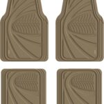 FLORICH Car Floor Mats, Waterproof Universal Heavy-Duty 4 Pieces Rubber Floor Mats for Cars, Full Set Car Mats with Anti-Slip Backing Fit for Most SUV, Vans,Trucks, Sedan(Beige)