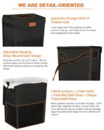 Car Trash Can with Lid, Cute Leakproof Car Trash Garbage Bag Hanging Vehicle Trash Bin Small Portable Automotive Garbage Cans Organizer for Back/Front Seat/Console(2.8 Gallons,Black) - Image 4
