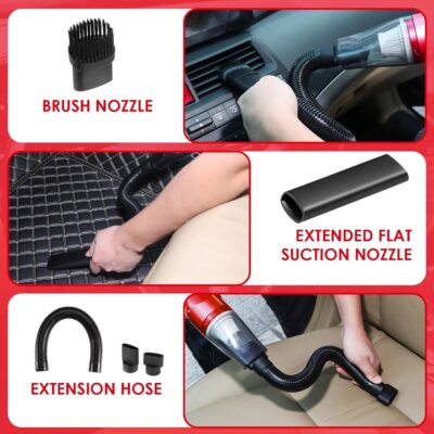 Viewsun 17PCS Car Cleaning Kit, Car Interior Detailing Kit with Red High Power Handheld Vacuum, Detailing Brush Set, Windshield Cleaner, Cleaning Gel, Complete Auto Accessories for Women - Image 6