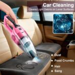 Car Vacuum Cleaner – 9000PA High Power Suction, DC 12V Portable Handheld Auto Vacuum with Attachments, Mini Car Interior Cleaner for Pet Hair, Dust, Crumbs, and Debris (Blush Pink) - Image 4