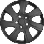 BDK (Set of 4) Matte Black 16" Inch Rims Hubcaps Car Wheel Hub Caps Wheel Covers, Snap-On Direct OEM Replacement Toyota, Honda, Nissan, Ford, Mazda, Chevrolet, Kia, Hyundai, Volvo, BMW - 7 Spokes