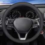 XHRING Car Steering Wheel Cover for Ford F150 F250 F350 Super Duty Expedition Toyota Tacoma Tundra 4Runner RAM 1500 2500 3500 Lexus GX Grand Caravan Range Rover Accessories Leather Black (15 ½''-16'')