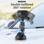 TELESIN Suction Cup Car Mount with Phone Holder, Windshield Window Dashboard Boats Vehicle Attach for DJI Action 6 5 Pro Action 4 3 GoPro Max Mini Hero 13 12 11 10 9 Insta360 X5 X4 X3 Ace Pro Pocket 3 - Image 2