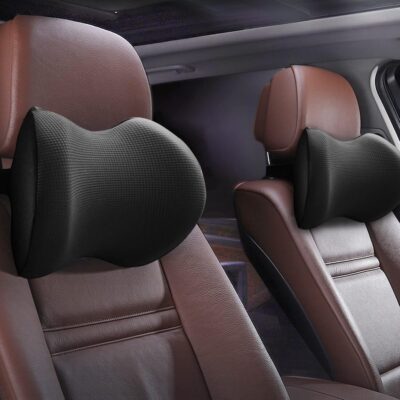 Super Comfy Car Headrest Pillow, Car Pillow for Neck Pain Relief with Adjustable Strap, 100% Memory Foam & Breathable Removable Cover, Ergonomic Design - Softness Travel Car Neck Pillow(Black, 1PC) - Image 7