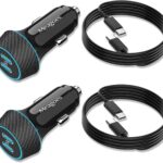 2 Pack 90W USB C Car Charger Super Fast Charging for iPhone 17 Pro Max/Air/16/15/iPad, Samsung S26 Android Phone, Dual 45W PD Port Auto Accessories, 12V Cigarette Lighter Adapter + 3.3 ft Type C Cord