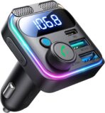 JOYROOM Bluetooth 5.4 Car Adapter FM Transmitter 81W Bluetooth Cigarette Lighter Adapter [PD45W&QC36W] Fast Charging Dual Mics HiFi Bass LED Display Wireless Radio Hands-Free Calling Support USB Drive