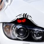 stickers Funny Peeking Monster Car Decal, Reflective Waterproof Vinyl Monster Car Sticker Car Decals for Women Men Waterproof and self Adhesive Vinyl car Exterior Accessories,Sports car Decals,Suitable for car Hood, Door, Bumper(Red Eyes)