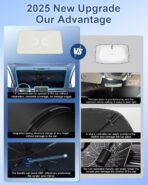 helloleiboo Car Windshield Sun Shade Umbrella 57" x 32", Windshield Sun Shade Foldable with 5-Layer Thickened Vinyl Coating Reflective Heat & UV Protection Fits Most Sedans & Compact SUVs - Image 4