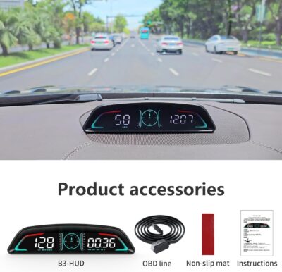 OBD2 Gauge Display,Head Up Display for Cars,Speedometer with Speed,Engine RPM,Clock,Overspeed Alarm,Water Temperature Alarm,Fatigue Driving Reminder,Fits Most Post-2008 Models - Image 8