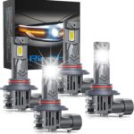 9005 9006 Bulbs Combo, 800% Brighter High Low Beam Bulbs, Real 1:1 Mini Size with Cooling Fan, Pack of 4