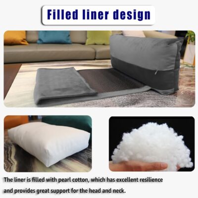 Adjustable Headrest Pillow for Recliners and Armchairs - Non-Slip Velvet Cushion for Neck Support and Pain Relief (Gray) - Image 5
