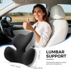 BEBAS Lumbar Support Pillow for Car, Ergonomic Memory Foam Back Cushion for Driving, Lower Back Support for Pain Relief, Lumbar Cushion for Car Seats, Office Chairs, Wheelchairs - Blackgray - Image 2