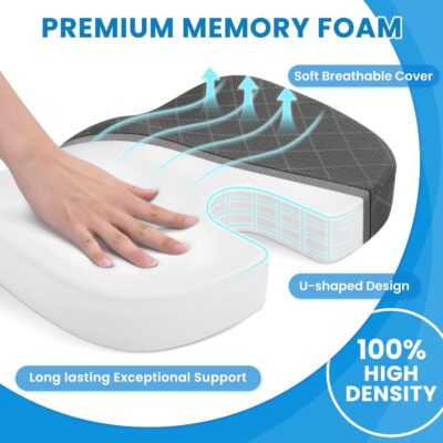 TushGuard Seat Cushion - Memory Foam Cushion for Office Chair, Car Seat, Airplane, Bleacher - Sciatica & Hip & Coccyx Pain Relief Desk Chair Cushion for Long Sitting Office Workers, Car Drivers - Image 3