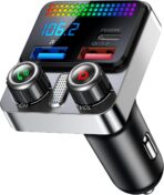 Bluetooth 5.4 Car Adapter 48W Charging USB Bluetooth Adapter for Car,Wireless Fm Transmitter Radio,Song Switching,Handsfree Calling and Audio Receiver,HiFi Music Player,Matrix LED Effects