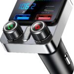 Bluetooth 5.4 Car Adapter 48W Charging USB Bluetooth Adapter for Car,Wireless Fm Transmitter Radio,Song Switching,Handsfree Calling and Audio Receiver,HiFi Music Player,Matrix LED Effects