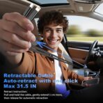 Retractable Car Charger 4 in 1, Car Charger USB C Fast Charge 84W Cigarette Lighter USB Charger, Travel Essentials Car Accessories Gifts for Men Women for iPhone 17 16 15 14 13 12 Pro Max, Samsung - Image 3