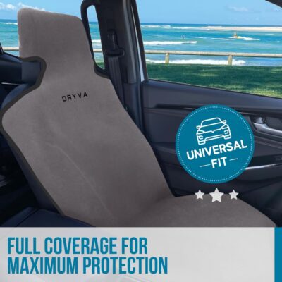 DryvaSeat - Premium Microfiber Towel Car Seat Cover - Waterproof & Sweatproof - Universal Fit, Machine Washable, Non-Slip - Seat Protector for Car, Truck, SUV, Van (Gray, 1 Pack) - Image 2