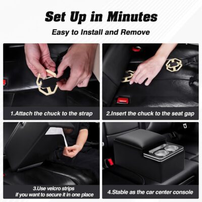 Upgraded Bench Seat Center Console with Extra Large Cup Holder & Phone Holder, Universal Car Armrest Storage Box Organizer for Truck & SUV & Van Automotive Central Console for Back Bench Seat - Image 7