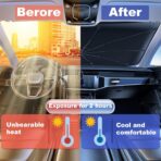 Windshield Sun Shade Umbrella for Car Front Window Sun Visor for Windshield Car Summer Accessories Protect Interior from UV Rays & Heat for Sedan, Compact SUV, Hatchbacks 57"*31" - Image 4