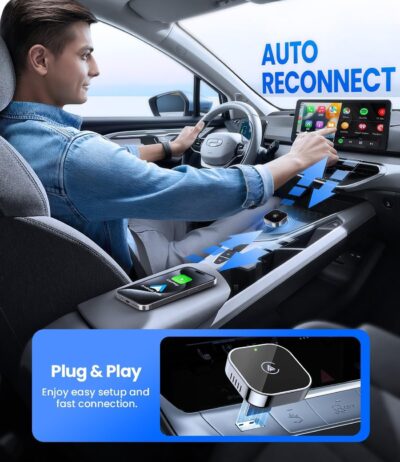 Teeran 2 in 1 Wireless CarPlay and Android Auto Adapter, Easy Setup Plug and Play, Fast Seamless Use Supports 1000+ Cars with Built-in Wired Car Play/Android Auto Compact Sleek Design Car Adapter - Image 6