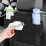 Car Back Seat Organizer with 1 Pack of 80 Tissues, Car Seat Back Tissue Box, and Storage Hook, Multi-Functional Organizer for Phone, Drinks, Handbag, Garbage Bags, Fits Most Car Models - Image 5