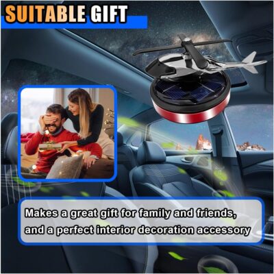 Helicopter Car Air Fresheners with Solar Rotating, Creative Car Perfume Decoration, Auto Airplane Fragrance Diffuser for Cars, Home, Office (Not Including the Fragrance) (Red) - Image 6