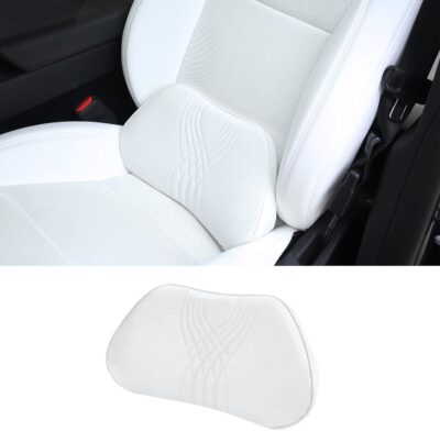 Lumbar Support Pillow for Car Seat, Office Chair Nappa Leather Memory Foam Lower Back Cushion for Back Pain Relief Improve Posture, Ergonomic Back Rest for Gaming Chair, White, 1PC - Image 8