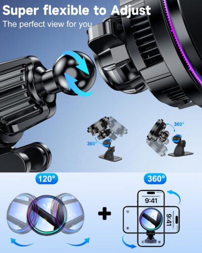 2026 Upgraded TEC & Fan Cooling Magnetic Wireless Car Charger, For 15W Magsafe Car Mount Charger, Air Vent Dashboard Fast Charging Car Phone Holder for iPhone 17/16/15/14/13/12, Samsung ＆ Pixel - Image 8