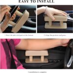 Car Armrest Pad, Adjustable Height Left Elbow Support Anti-Fatigue Car Door Arm Rest Cushion, Leather Central and Side Booster Pad Relieve Driver's Arm Fatigue, Car Accessories (Black & Red) - Image 3