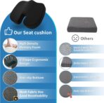 Seat Cushion &Office Chair Cushion,Lumbar Support Pillow for Office Chair,Ergonomic Memory Foam Non-Slip Office Chair Cushion,Back Support Cushions for Tailbone&Sciatica Pain Relief Black - Image 5