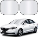 JUSTTOP Car Sun Shade Windshield 2-Piece Foldable Car Front Window Sunshade, 210T Coated Silver Coth Reflective Polyester Material(Medium27.9x31.1in)