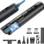 Mr.ego Handheld Car Vacuum Portable Cordless, 4-in-1 Mini Vacuum with 18500Pa Strong Suction, Desk Vacuum Cleaner and Air Duster with Green LED Light for Small Jobs, Car, Home, Keyboards (Black)