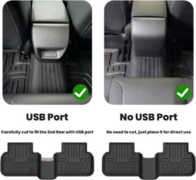 LASFIT Floor Mats for Honda Civic 2022-2025 2026 Sedan Hatchback Si (Include Sport), with&w/o USB Port | for Acura Integra 2023-2026, All Weather Car Floor Liners, 1st & 2nd Row, Black - Image 7