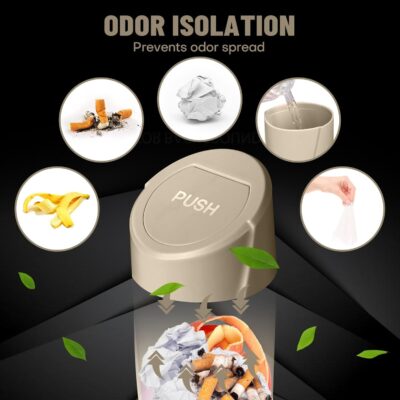 Car Trash Can Bin with Lid - 2 Packs Car Garbage Can Cup Holder - Beige Mini Leakproof Vehicle Garbage Bin with 40pcs Trash Bags-Automobile Organizers and Storage for Front Back Seat Accessories - Image 4