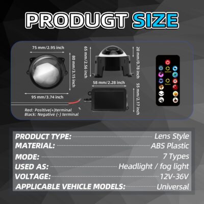 SUBPLUSIX Demon Eye Headlights for Motorcycles, 2PCS LED Dynamic Devil Eyes Light Kit with HD Lens, 31 Animated Eye Patterns, Universal 12-36V Eyeball Lights for Motorcycle, Car Accessories - Image 3