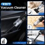 Sycoodeal Handheld Car Vacuum Cleaner, 25000PA Strong Cyclonic Suction Portable Mini Vacuum Cordless with Digital Display Lightweight Handheld for Pet Hair, Car, Home, Office, Kitchen(Silver) - Image 4