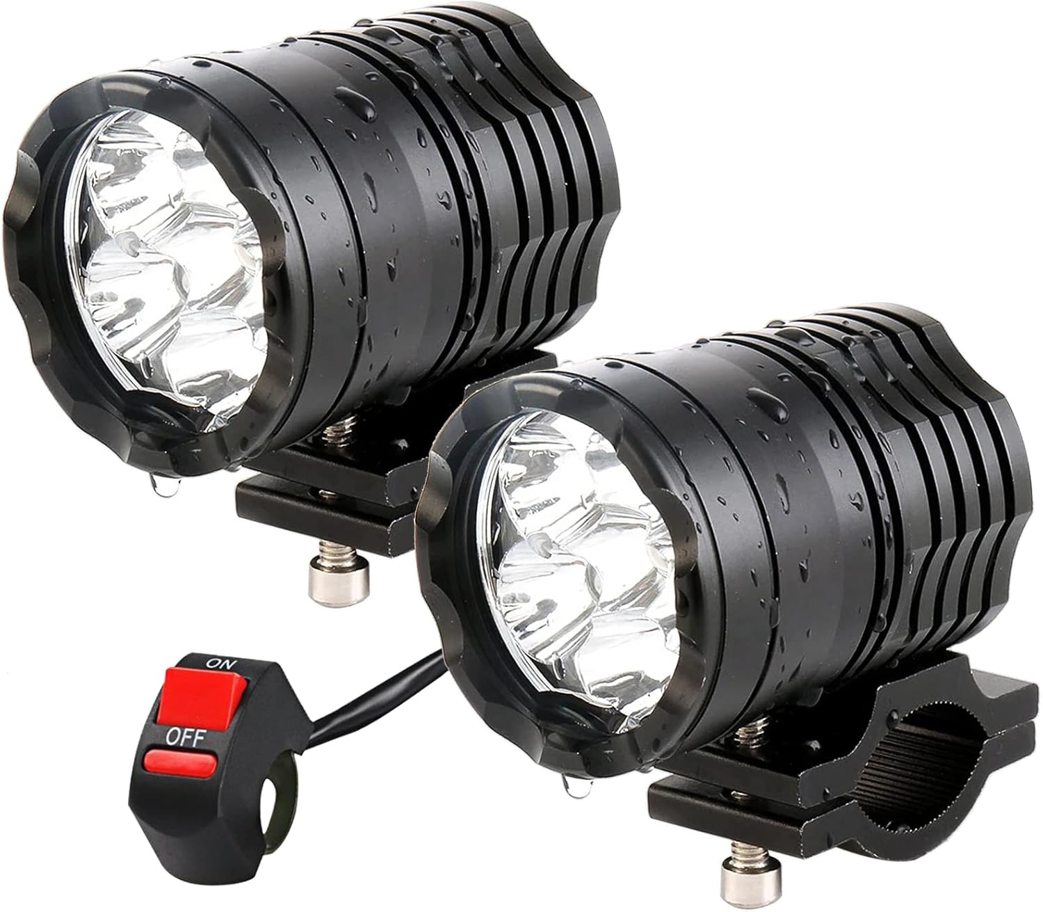 71OypWrkVLL._AC_SL1500_.jpg Motorcycle Driving Lights 12-60V 40W 3600LM LED Fog Lights for ATV UTV Bike Car Truck Boat Forklift Waterproof LED Spotlights with 6 Light Beads High Low Strobe Beam Switch Universal (Black 2) - Image 1