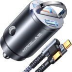 MRGLAS 90W Fast iPhone 17/16 Car Charger, USB C Car Charger with Type C Cable, PD45W & QC45W, Flush Fit, All Metal, Cigarette Lighter RV Power Adapter for iPhone 17 16 Samsung S26 S25 Ultra Pixel 10