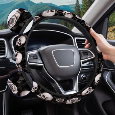 GENANY Skull Blossom Spring Steering Wheel Cover, Non-Slip Neoprene Car Steering Wheel Cover, Breathable Steering Wheel Covers, Sweat-Absorbing Accessories, Spring Auto Gifts - Image 6