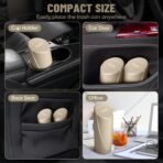Car Trash Can Bin with Lid - 2 Packs Car Garbage Can Cup Holder - Beige Mini Leakproof Vehicle Garbage Bin with 40pcs Trash Bags-Automobile Organizers and Storage for Front Back Seat Accessories - Image 3