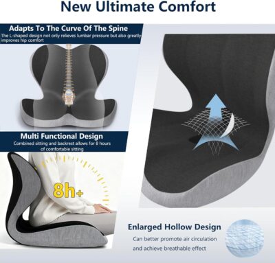 Adult Booster Car Seat Cushion, Office Chair Cushion,Truck Seat Cushion, Memory Foam Seat Cushion Increase Height by 3.94 Inch, Car Cushions for Driving Long Sciatica Tailbone Pain Relief - Image 7