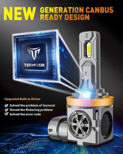 H11/H9 & 9005/HB3 Light Bulbs Combo, 100,000LM Brightness, 1:1 Mini Size 6500K Cool White IP68 Waterproof Automotive Replacement Combo 9005 H11 Fog Lights, Quick Installation, Pack of 4 - Image 8