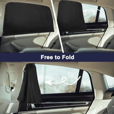 Ovege Car Window Shades Magnetic - Side Window Sun Shade Car Curtain Suedette UV Protection Privacy Baby Suction Magnetic －Front&Back 4pcs - Image 4