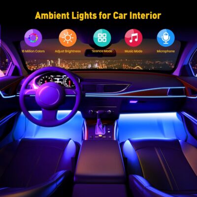 Honalia Interior Car Lights, 4Pcs Car LED Lights with Music Mode and Scene Options, Footwell Lighting for Car with Smart APP Control & USB Charger for Truck DC 5V - Image 5