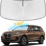 for BMW X7 2018-2025 2026 Windshield Sun Shade - 4 Layers Car Sunshades for Front Windows Shade Cover Custom Fit BMW X7 Sunshade 250T Retractable Shade Blocks UV Rays Car Accessories
