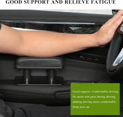 Car Armrest Pad, Adjustable Height Left Elbow Support Anti-Fatigue Car Door Arm Rest Cushion, Leather Central and Side Booster Pad Relieve Driver's Arm Fatigue, Car Accessories (Black) - Image 4